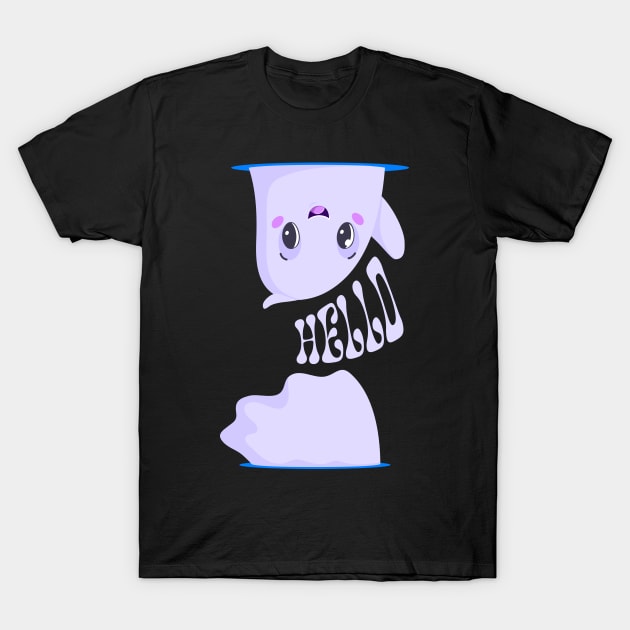 Hello Ghost Tee - Playful Spooky Greetings Shirt T-Shirt by WeAreTheWorld